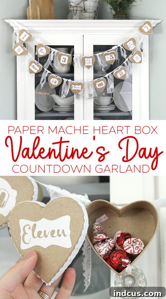 Stunning heart box Valentine's Day countdown garland for craft inspiration