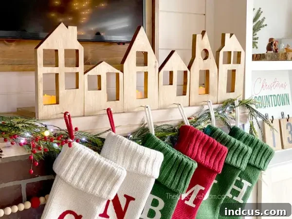 Wooden Village Christmas Stocking Hangers