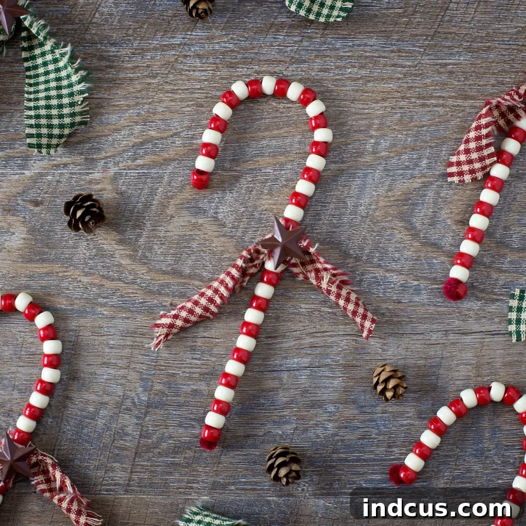 Beaded Candy Cane Christmas Ornaments