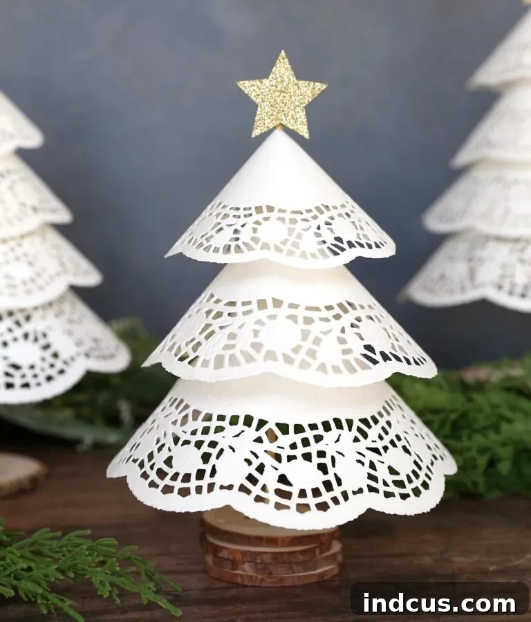 3D Paper Doily Christmas Trees Craft