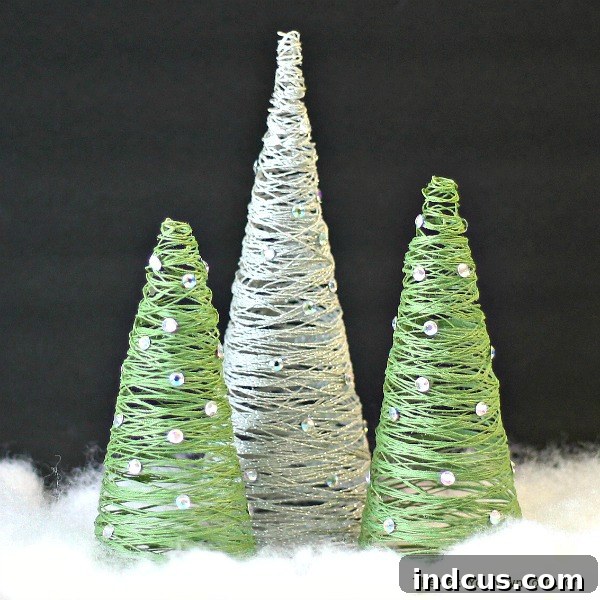 Mod Podge Hardened Yarn Cone Christmas Trees