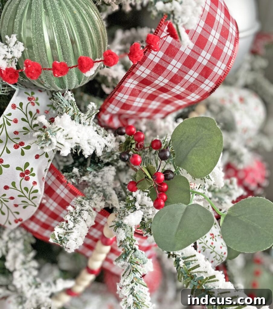 Adding eucalyptus to a Christmas tree for natural beauty