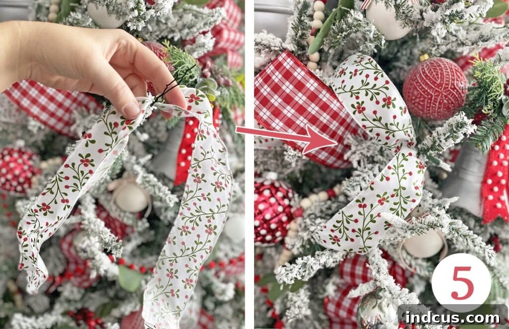 Florist wire to add ribbon to a Christmas tree