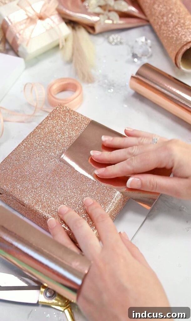 Pocket Perfect Gift Wrap 3 Gift wrapping tutorial: first step, wrap your gift with base paper