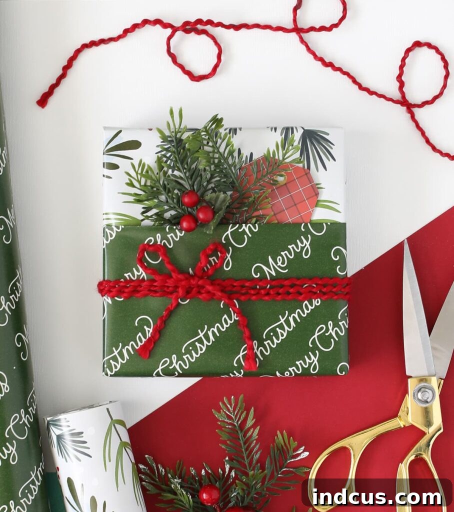 Pocket Perfect Gift Wrap 8 Easy gift wrap idea using the pocket technique for a traditional Christmas style