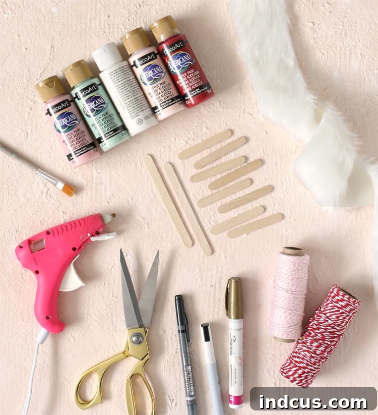 Materials needed for popsicle stick nutcracker craft