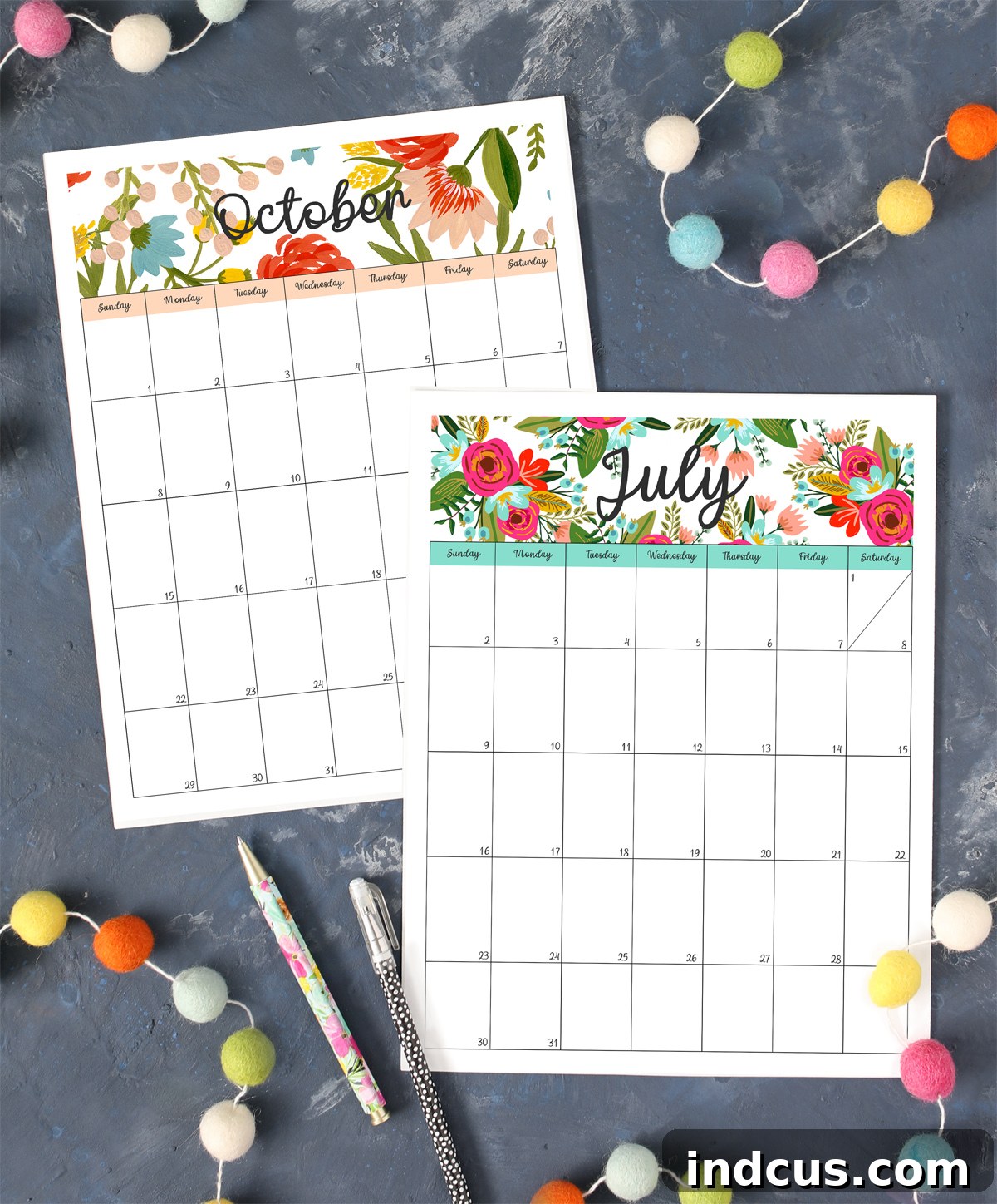 Beautiful 2023 printable calendar featuring a vibrant floral design and clear monthly layout, perfect for home or office organization.