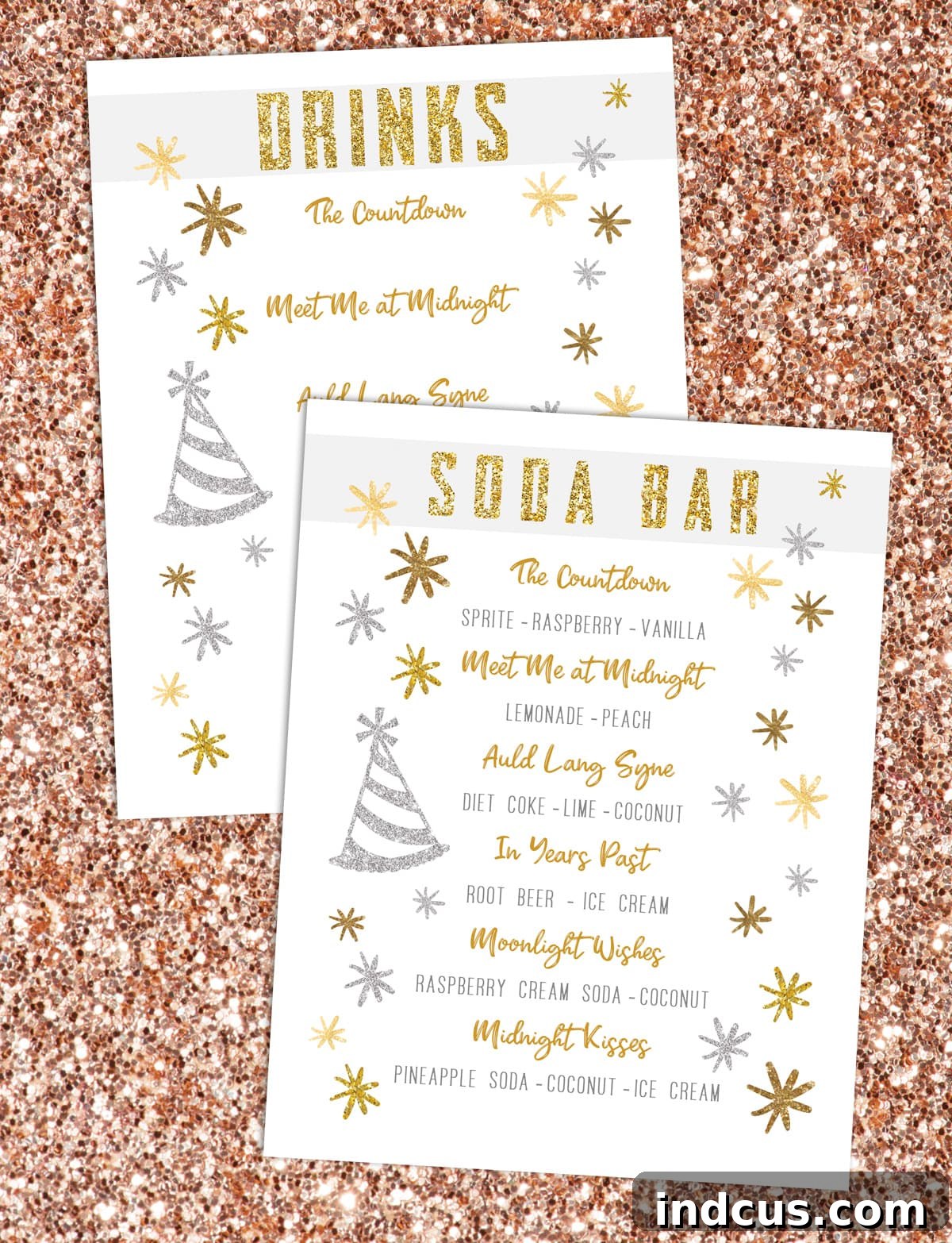 Sparkle & Sip NYE Bar Printables 3 Customizable New Year's Eve Drink Station Menu Printable