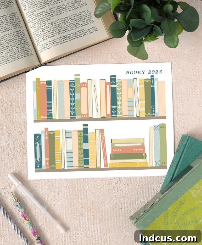 beautiful printable bookshelf reading log to track books