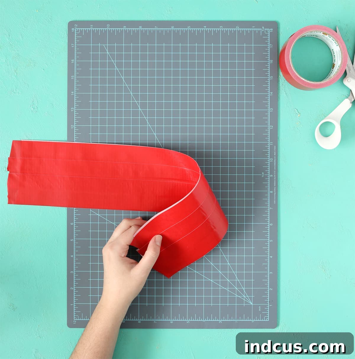 Assembling double-sided Duck Tape sheets for the bow structure