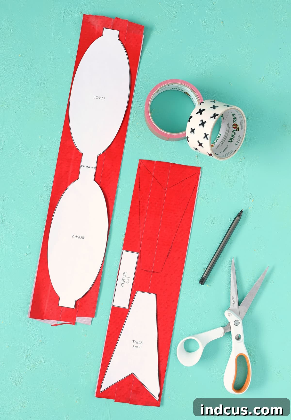 Precisely cutting out the Duck Tape bow pattern pieces