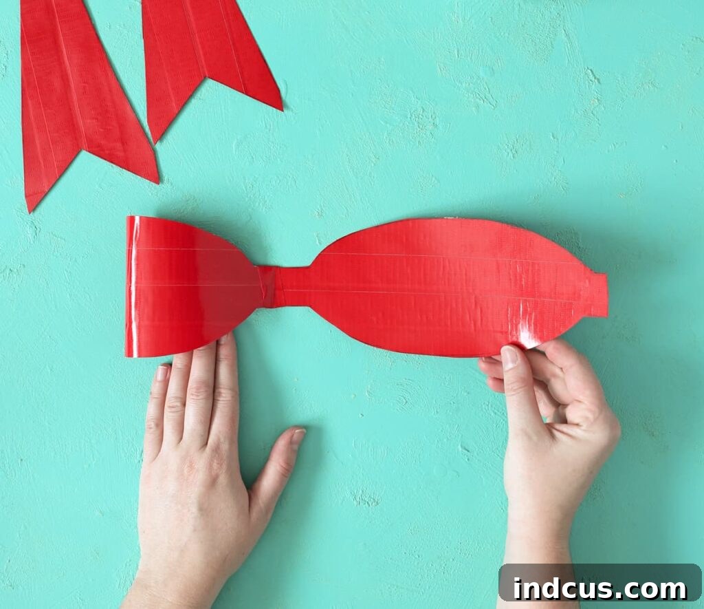 Securing the main loops of the Duck Tape bow