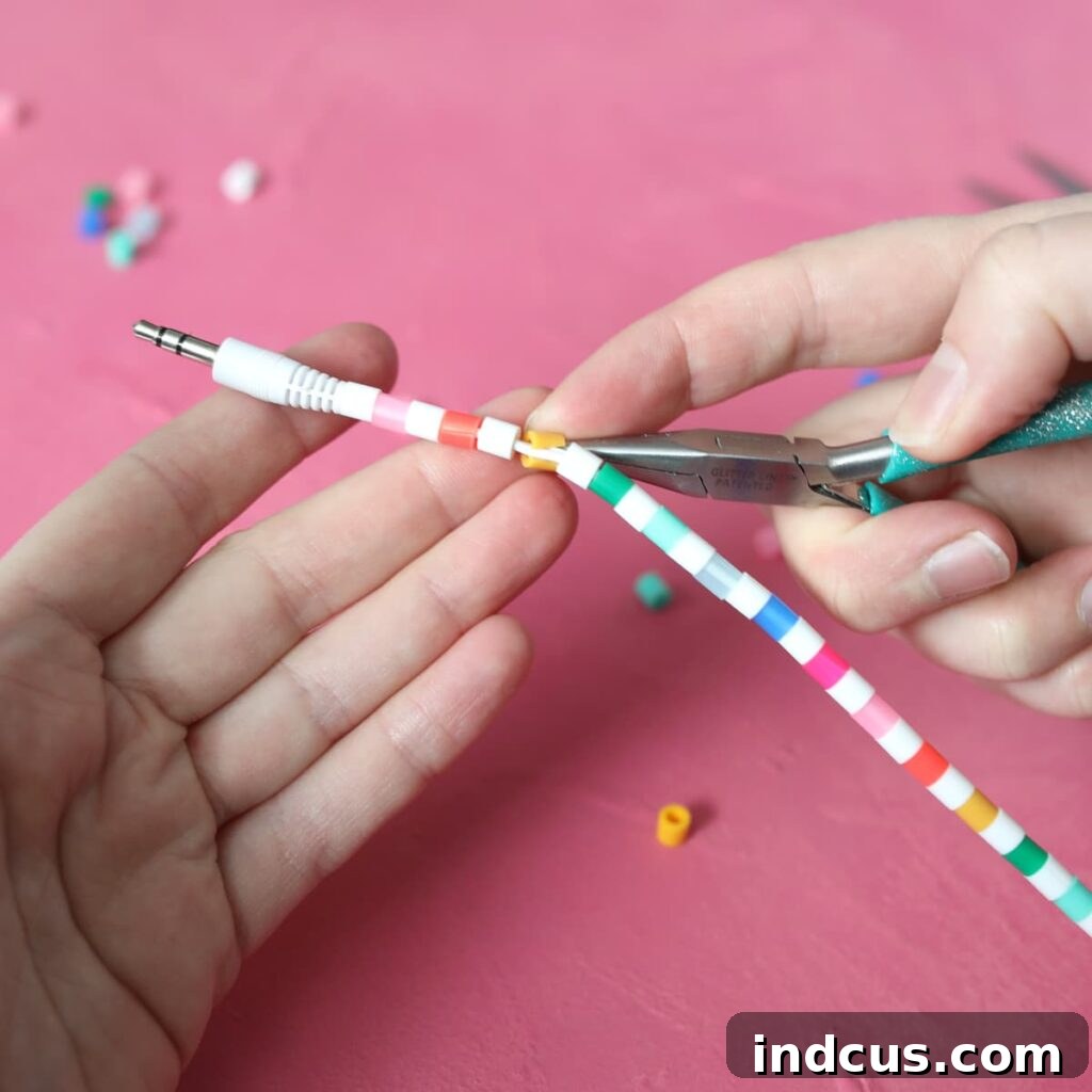 how to add perler beads to headphone cords