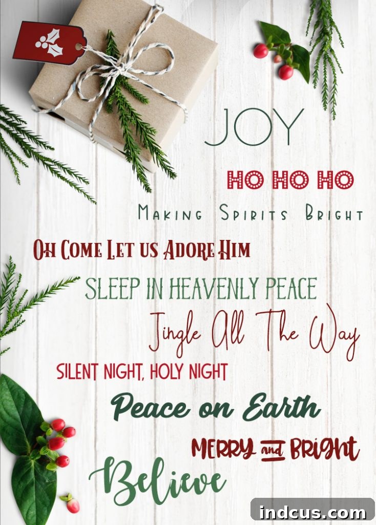 Collection of classic and traditional Christmas phrases and quotes