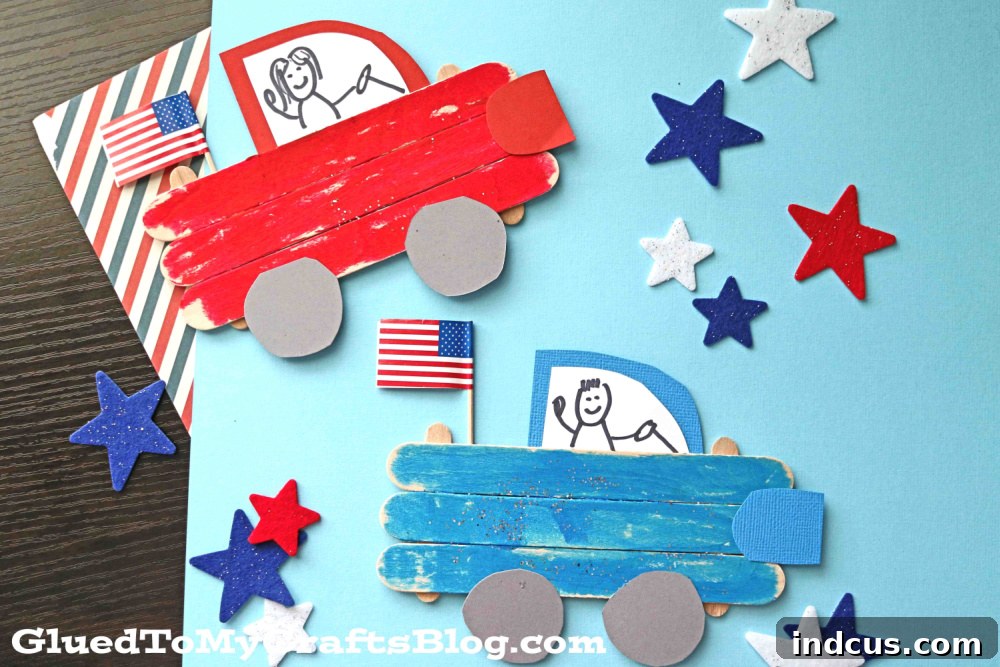 Popsicle Stick Patriotic Truck