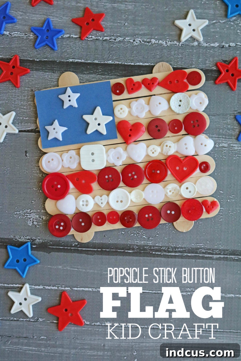 Popsicle Stick Button Flag Kid Craft