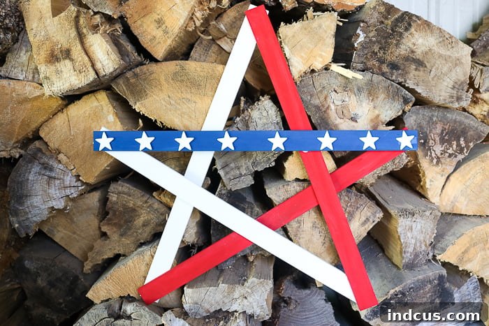 Large wooden star decoration made from lathe strips