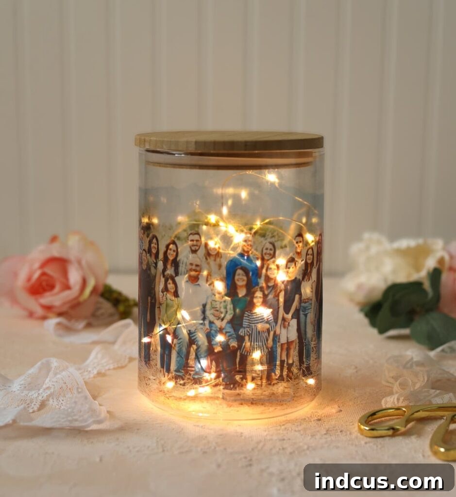 Photo jar with fairy lights for Mother's Day