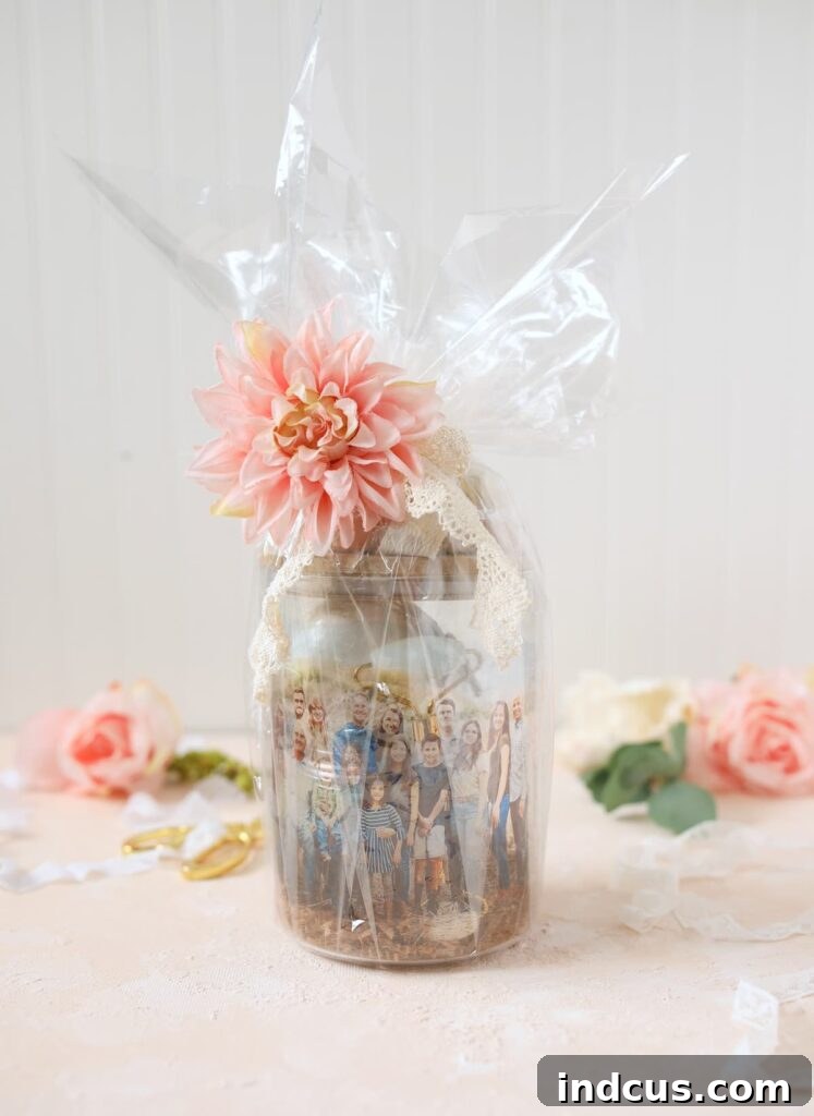 Wrapped Mother's Day photo jar gift
