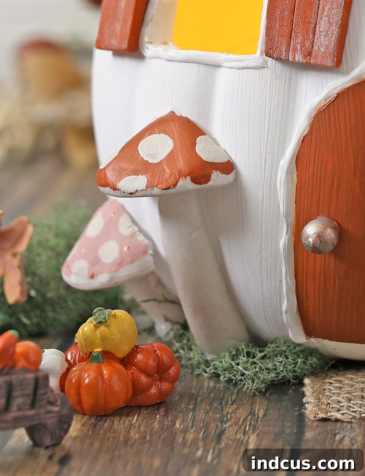 fall mushrooms on a fairy house