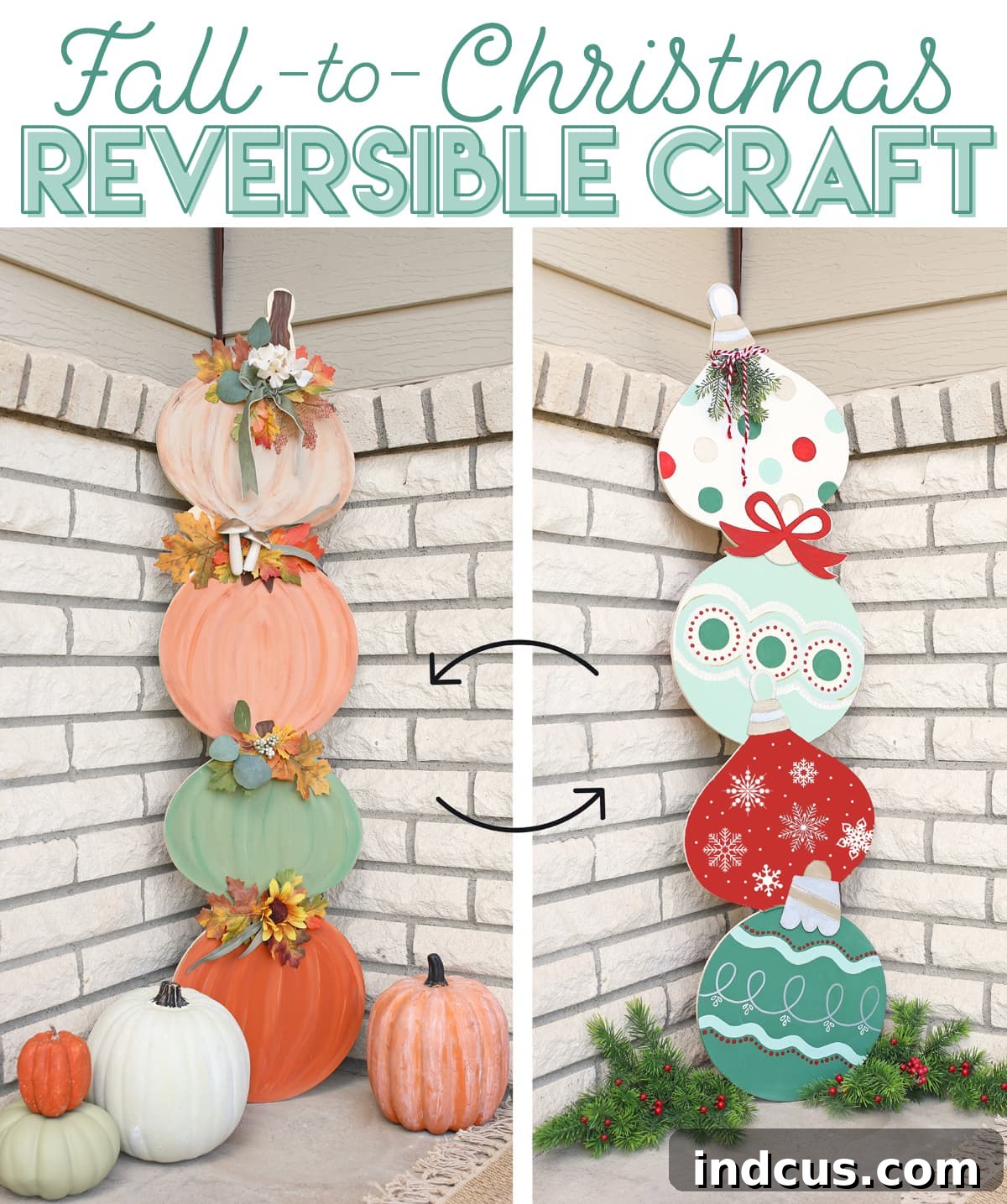 Flip-Side Festive Accents 11 fall to christmas reversible wood craft
