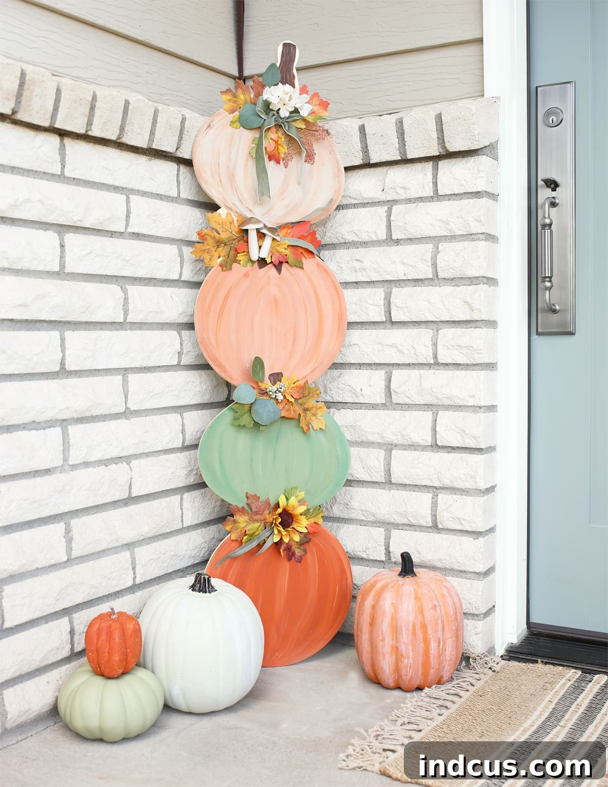Flip-Side Festive Accents 10 stacked pumpkins painted wood craft