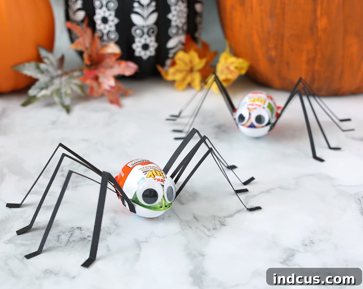 Halloween's Hatching Bites 2 Kinder Egg spiders craft for Halloween