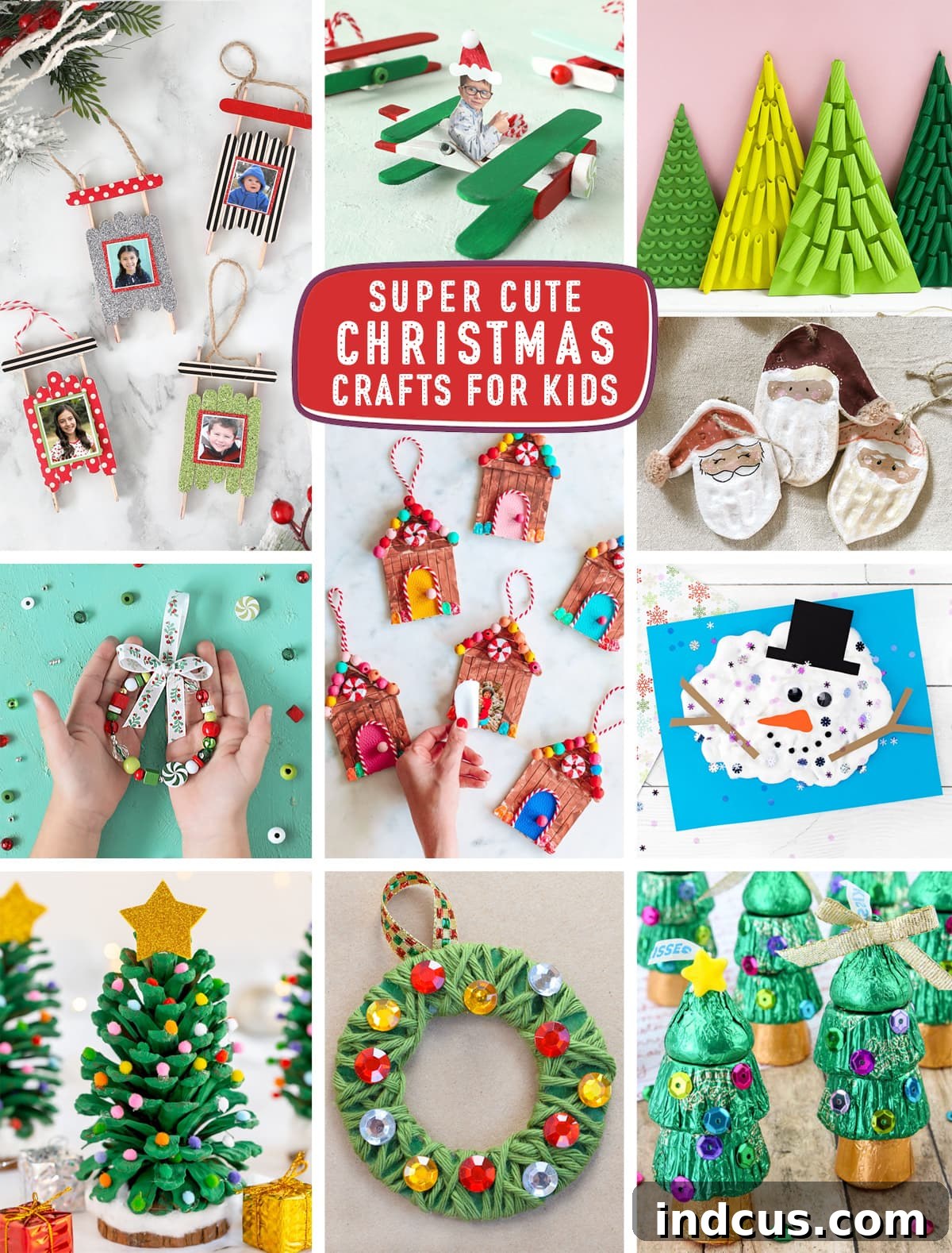 Children happily engaged in creating various Christmas crafts