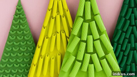 Christmas trees made from pasta shapes