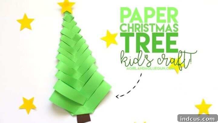 3D paper Christmas tree craft for kids