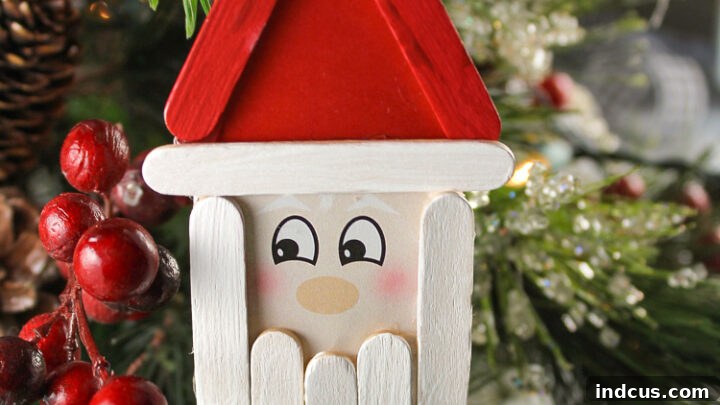 Popsicle stick Santa Christmas ornament for kids