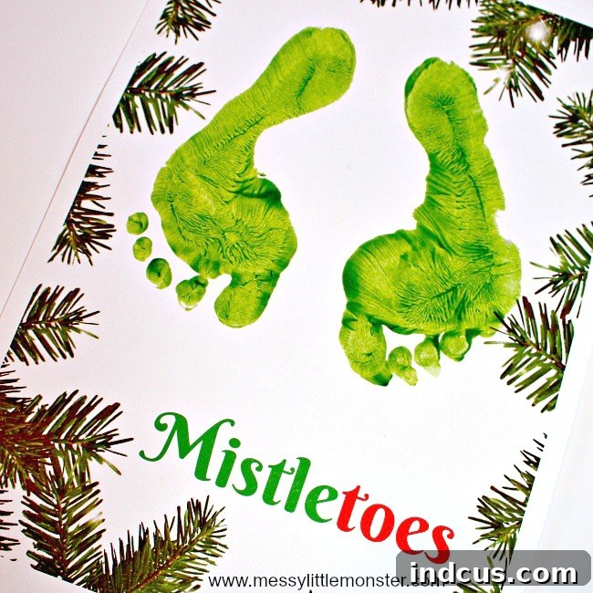 Mistletoes footprint keepsake printable for Christmas