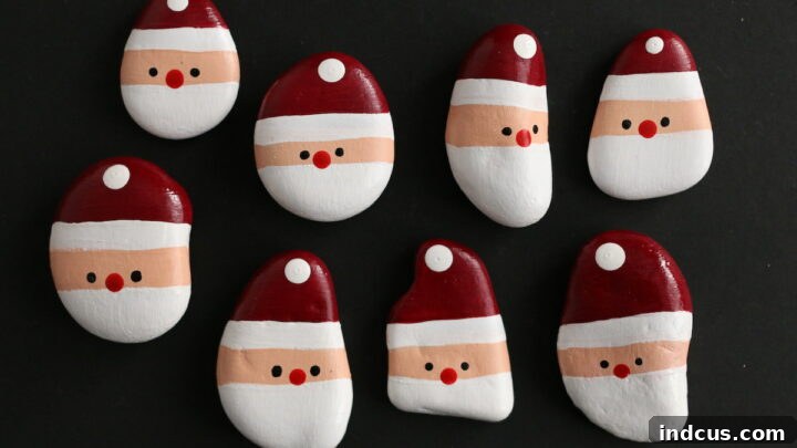 Painted Santa stones craft for kids