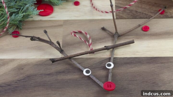 Easy twig reindeer ornaments made by kids