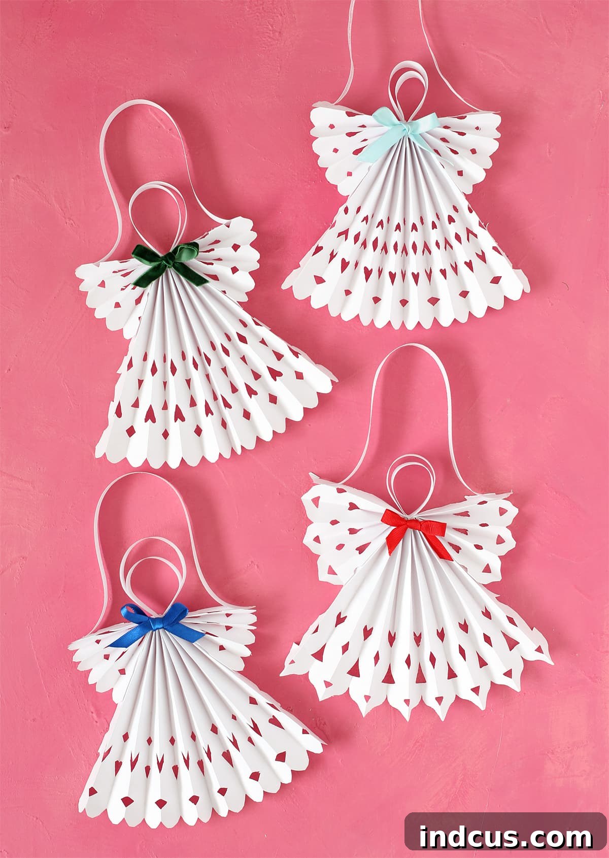 How to make elegant folded paper Christmas angels for holiday decoration