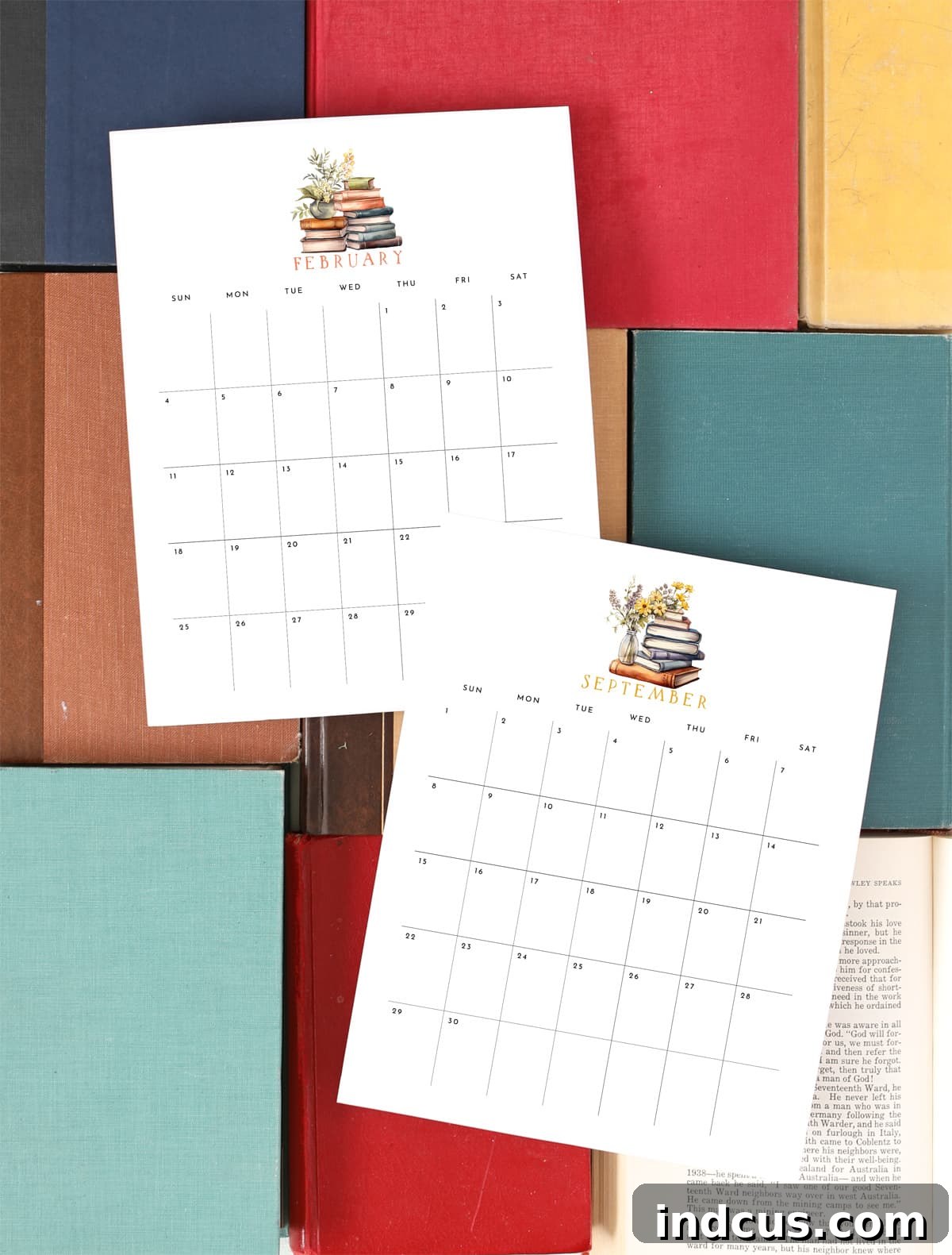 Another month's design from the printable 2024 book lovers calendar.