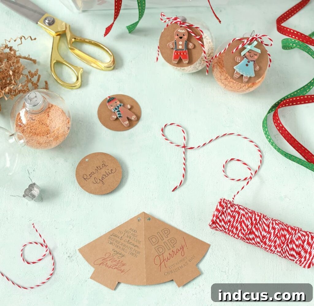 printable tag for dip at christmas displaying full design and instructions