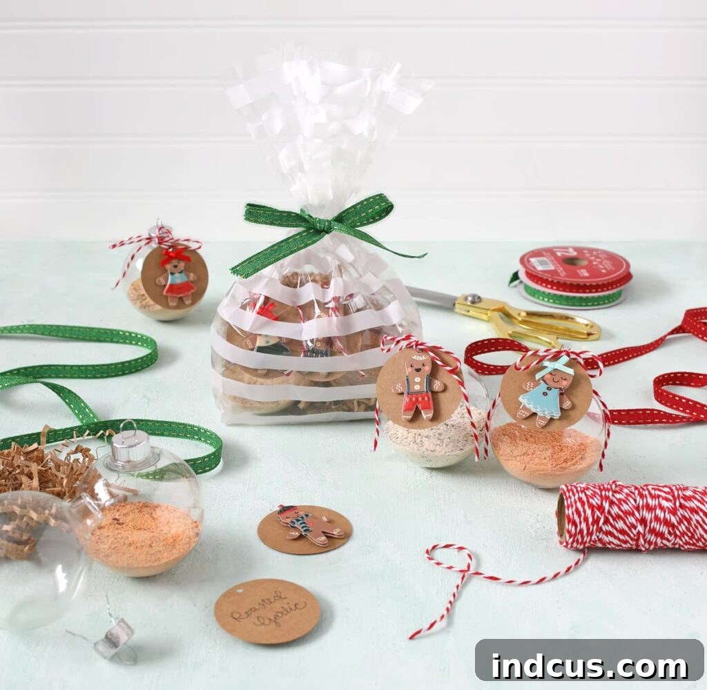 herb dip mix in clear ornaments christmas gift idea in a small treat bag