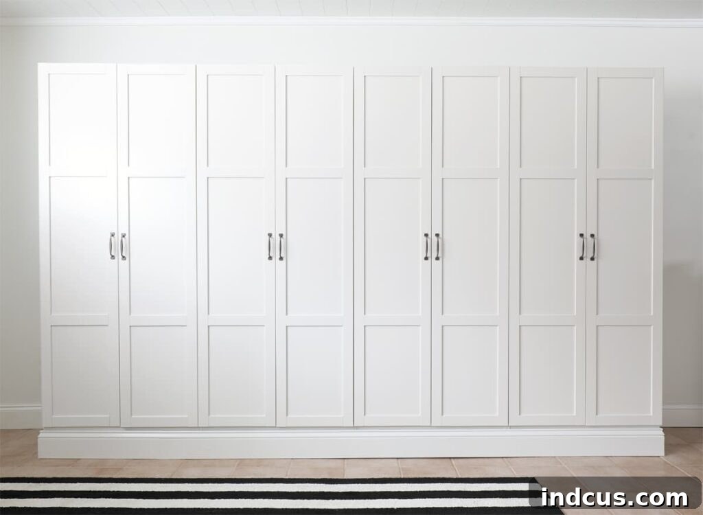 Beautiful custom built-in cabinetry look achieved using Sauder Select storage cabinets in a craft room