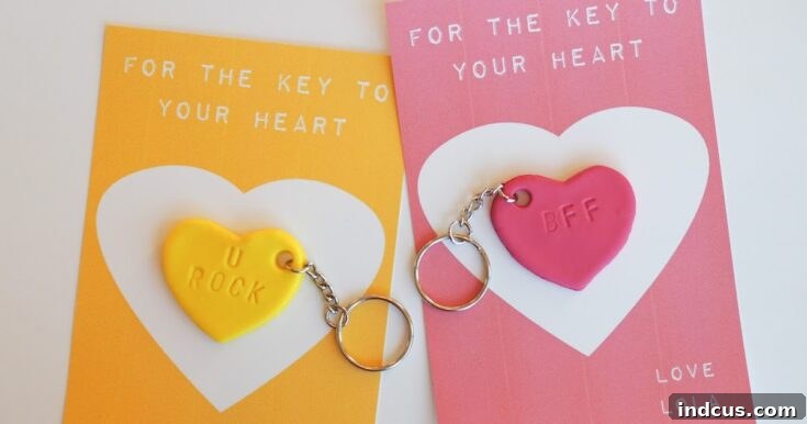 DIY candy heart keychains, fun to make and share with friends