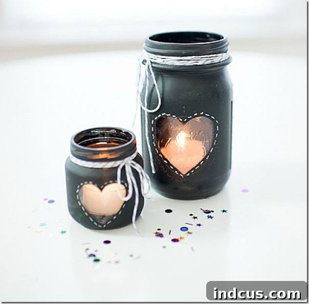 Chalkboard paint votives for Valentine's Day mason jar crafts
