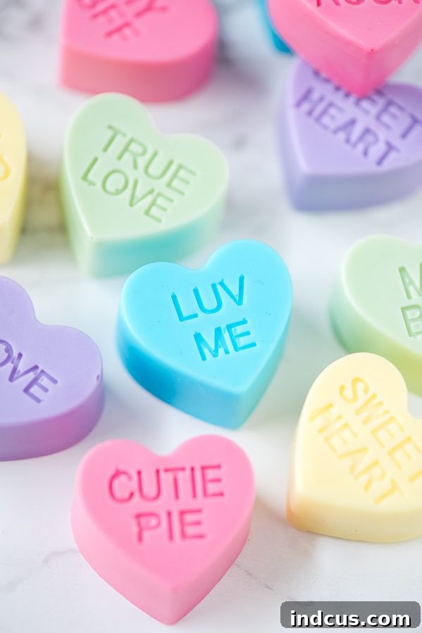 DIY conversation heart soap, an easy Valentine's Day craft gift