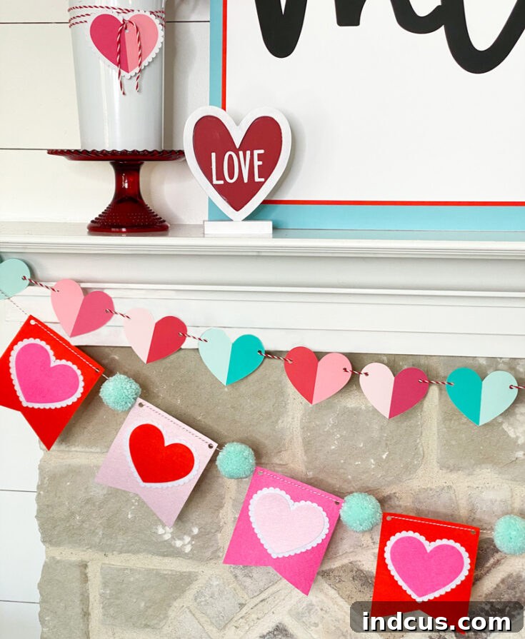 Tutorial for a cute felt Valentine's Day garland