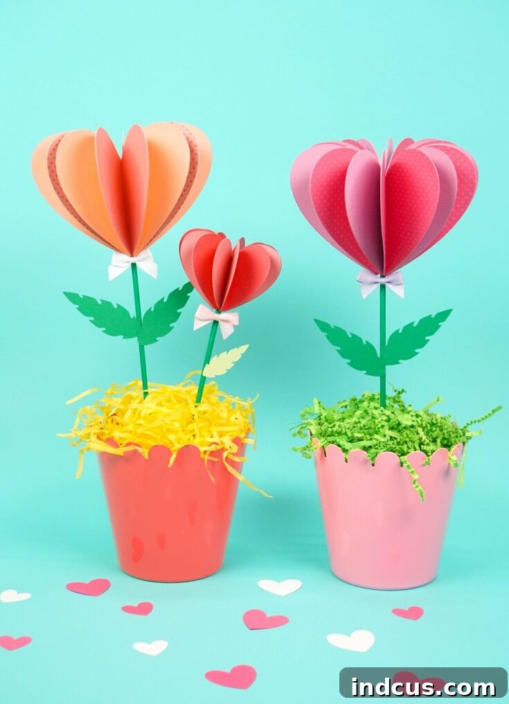 Tutorial on how to make charming paper heart flowers