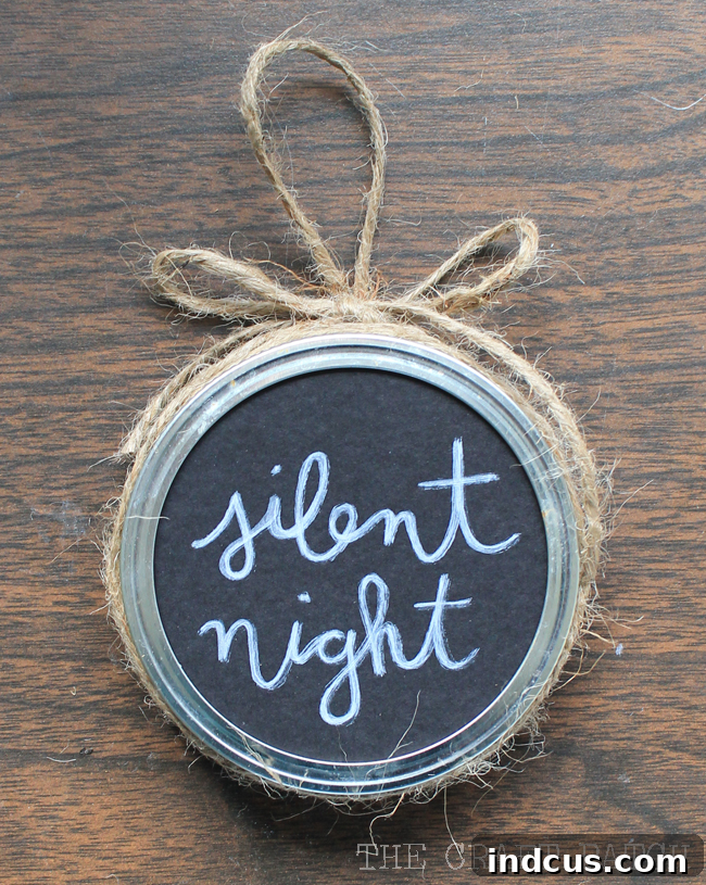 Rustic Mason Jar Lid Christmas Ornaments DIY Idea