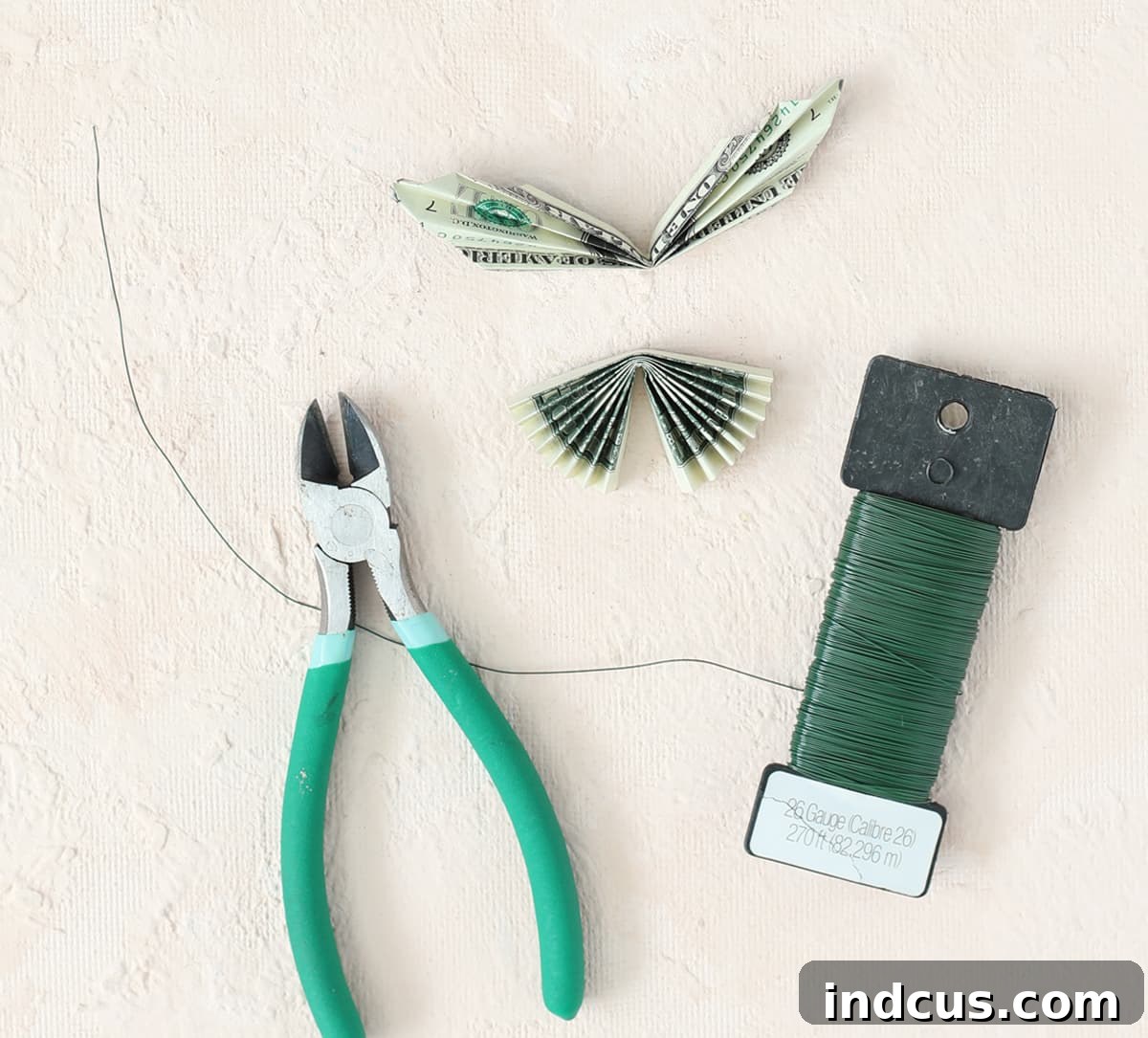 attach money butterfly with wire