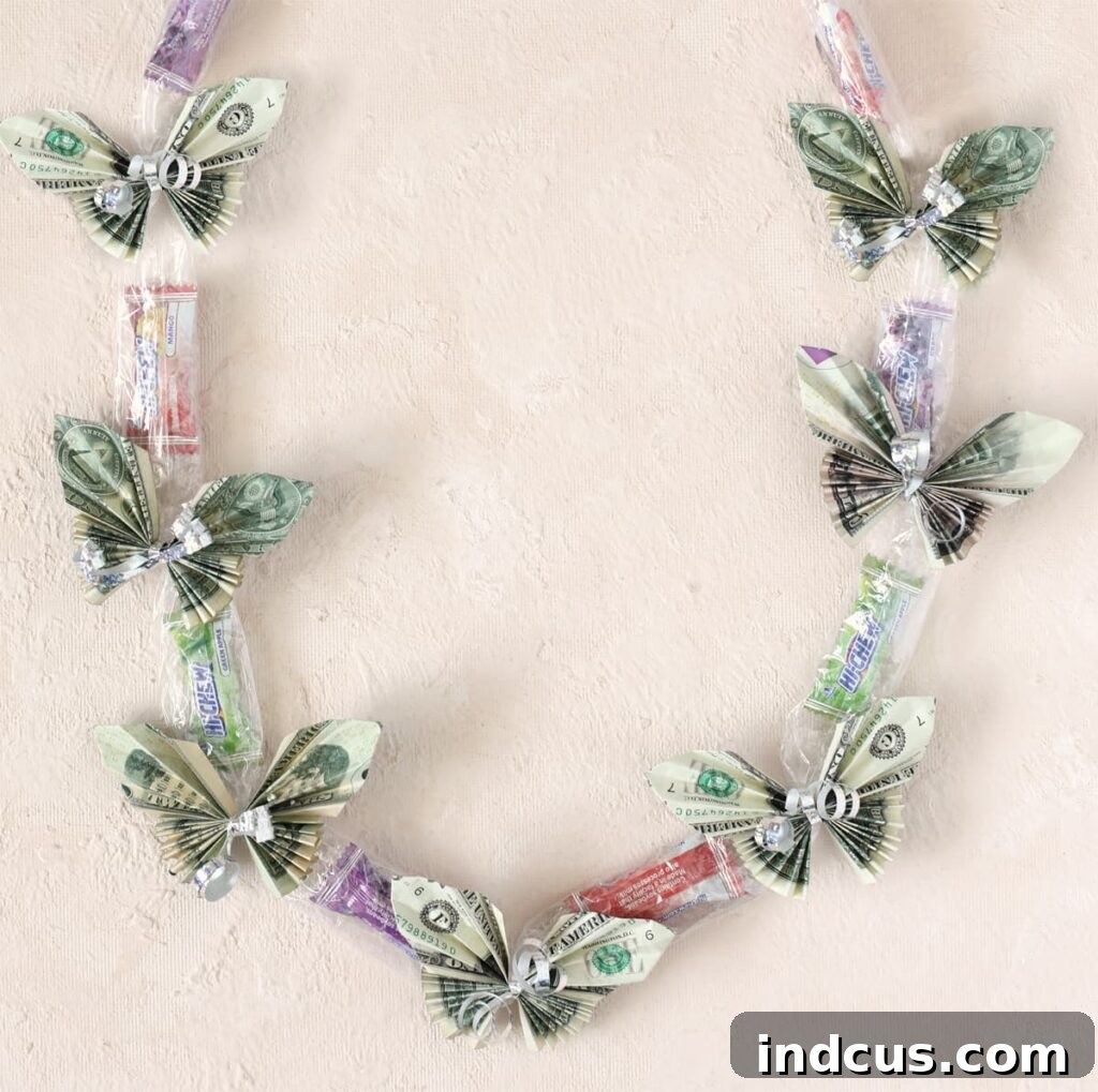 graduation lei with money butterflies
