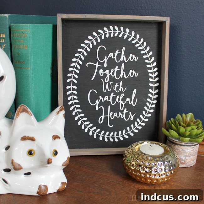 finished farmhouse sign for thanksgiving home decor