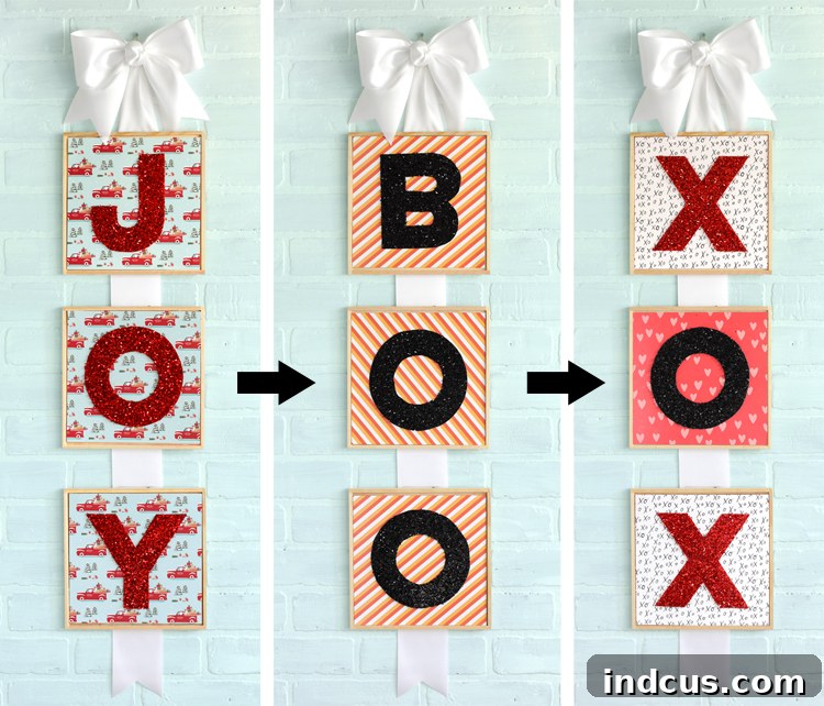 Interchangeable holiday letter sign craft for customizable seasonal words
