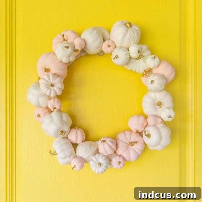 diy pastel pumpkin fall wreath